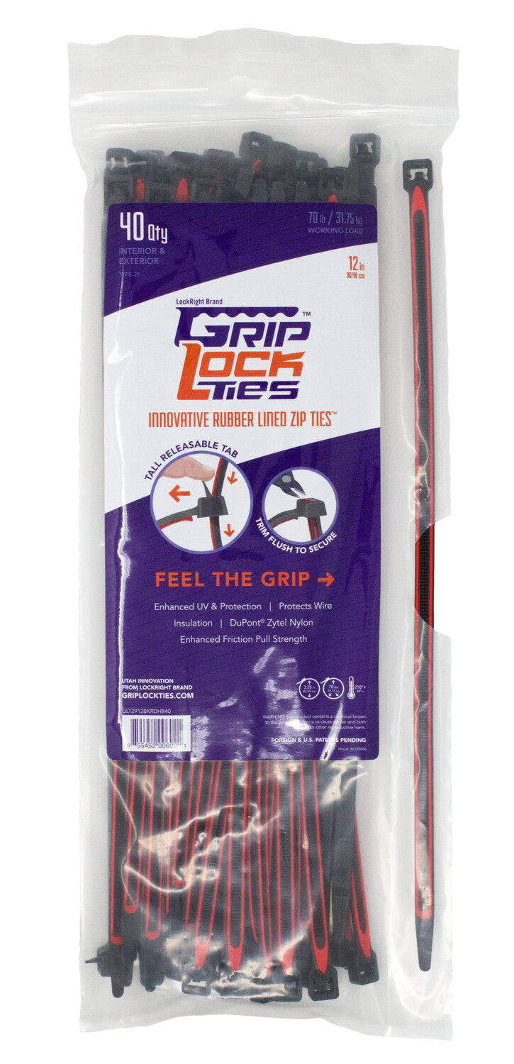 GripLock Ties - Releasable rubber lined cable ties
